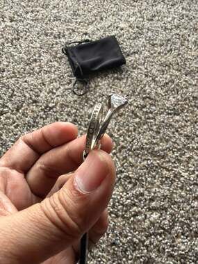 Walmart Silver Tone Cubic Zirconia Solitaire and Channel Set Wedding Ring Set Si